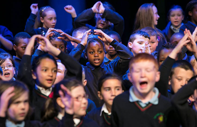 Children participating in the MIC Children’s Choir performance at Mary Immaculate College